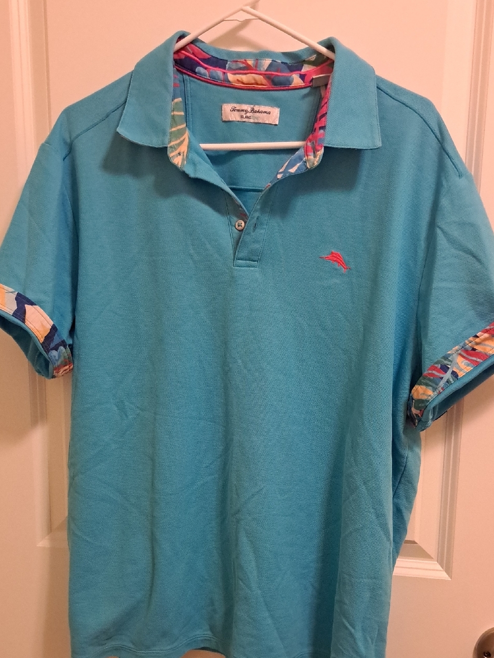 Tommy Bahama Turquoise Polo with Tropical Trim